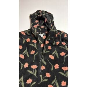 O'Neill Women's Half Zip Polar Fleece Hoodie Black Coral Floral M